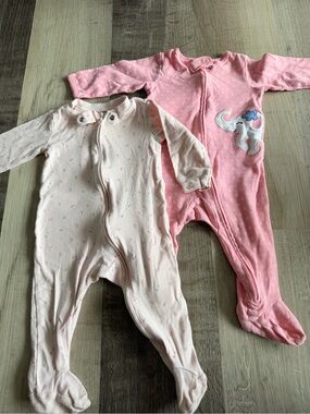 Carter's Pink & Light Pink Footed One-Piece Sleepers